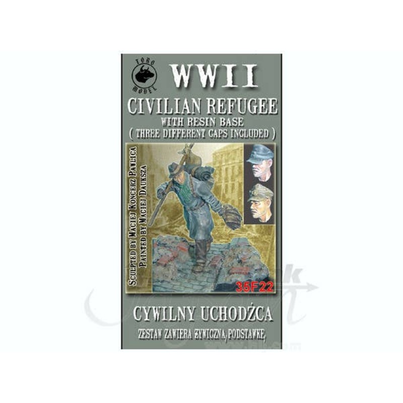 1/35 WWII Civilian Refugee w/Resin Base & 3 Heads