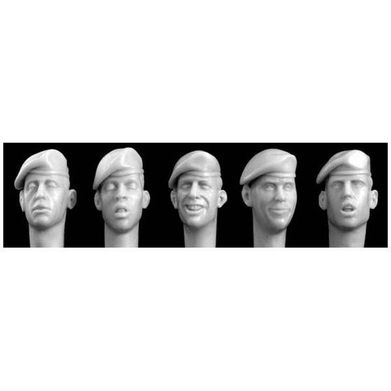 1/35 5 Heads Wearing Berets Pulled Right, Cocked Front