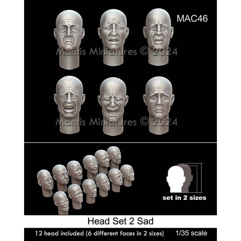 1/35 General Purpose Headset 2 Sad Expression (6 Types, 2 Sizes, 12 Pieces)