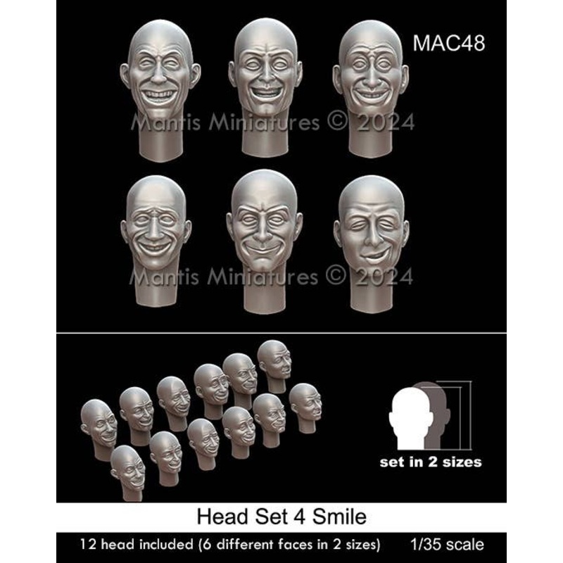 1/35 General Purpose Headset 4 Laughing Expressions (6 Types, 2 Sizes, 12 Pieces)