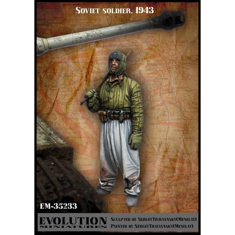 1/35 WWII Russian/ Soviet Red Army Soldier Looking Up at Tiger Tank 1943
