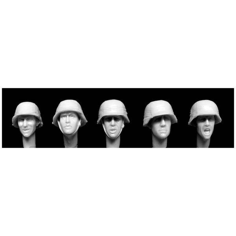 1/35 5 Heads Wearing WWII German Helmets with SS Camouflage Cover