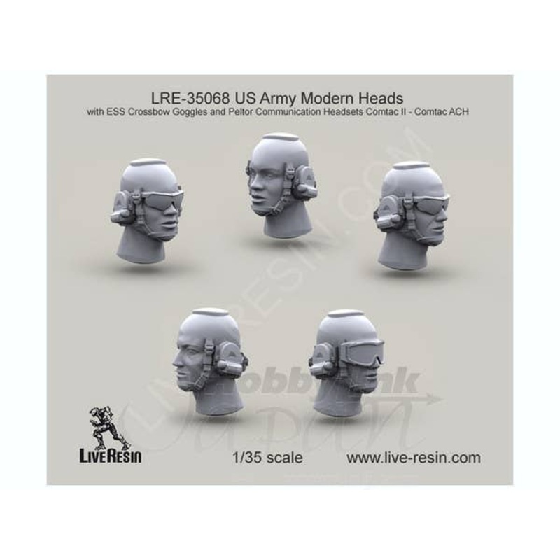 1/35 US Army Modern Heads 2 w/ESS Crossbow Goggles and Peltor Comm Headsets