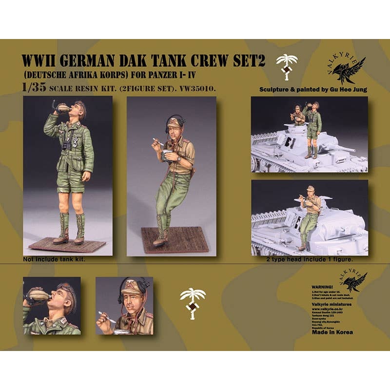 1/35 WWII German Army/Afrika Korps Tank Crew Set 2 For Panzerkampfwagen I - IV (2 Pieces)