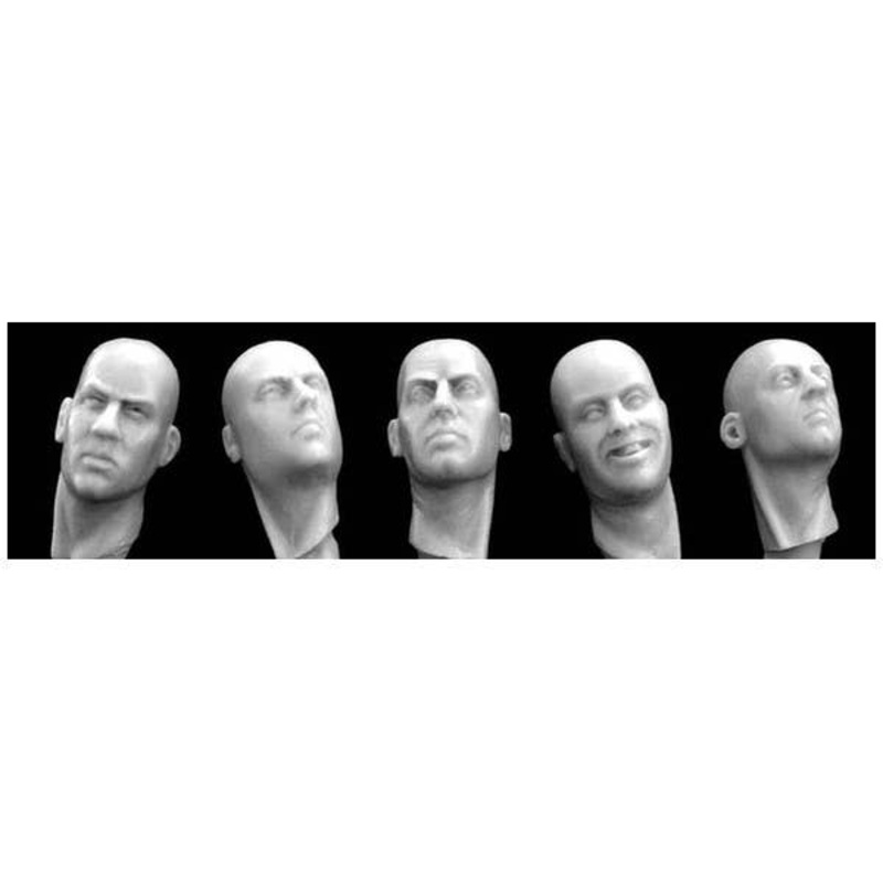 1/35 5 Different Bare Heads with Necks Turned Sideways