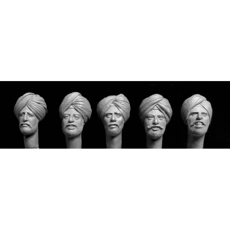 1/35 5 Heads of Sikhs Wearing Turbans (5pcs)This is a set of sharply cast resin parts to build the items as shown here and described in the title.