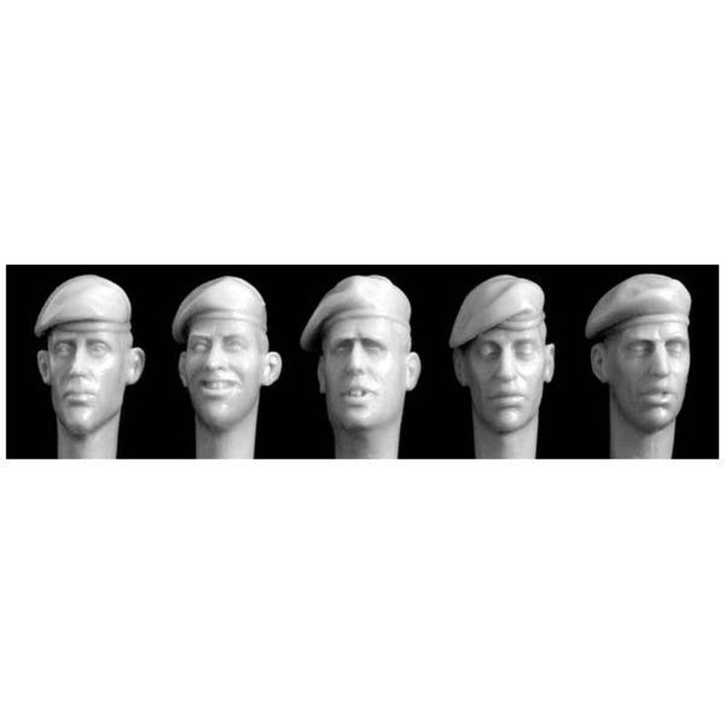1/35 5 Heads Wearing Berets Pulled Right, Tight Shape