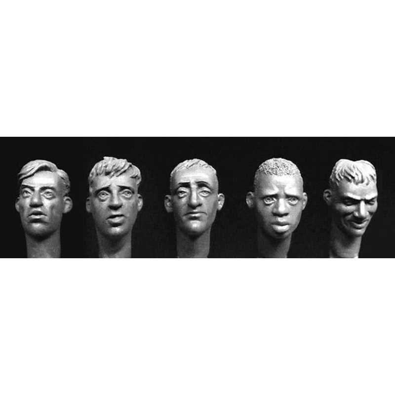 1/35 5 Heads with hair 1 African, 4 Europeans