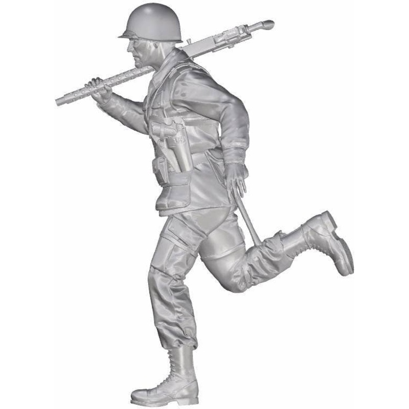 1/35 US WW2 Soldier (101 Airborne) Running with M2 Machine Gun Over His Shoulder