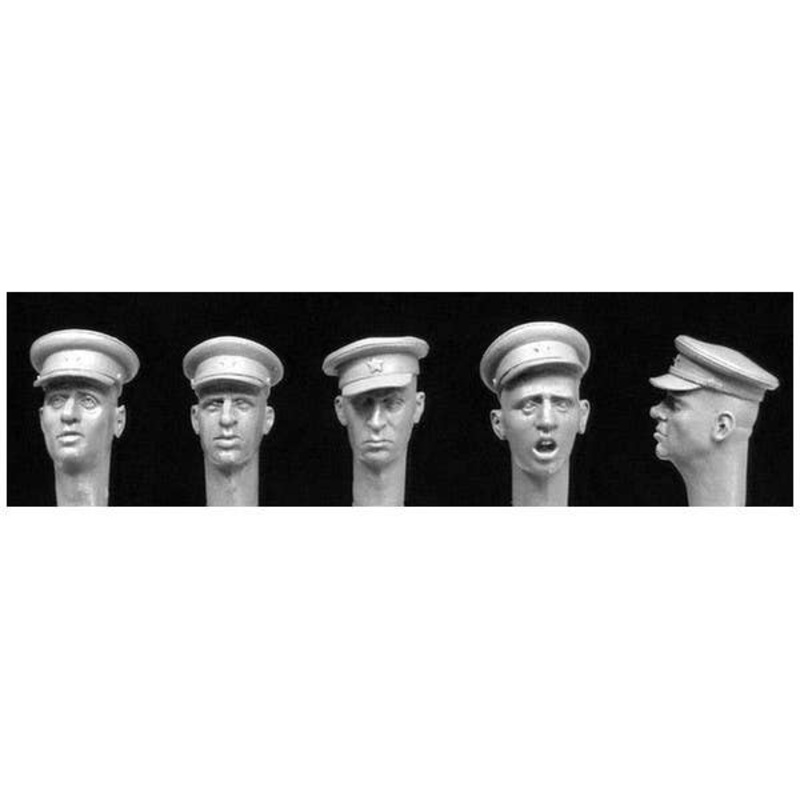 1/35 Heads Wearing WWII Soviet Officer's Caps