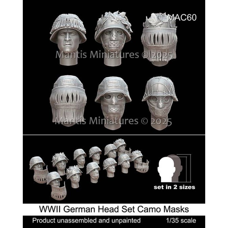 1/35 WWII German Head Set Camo Masks