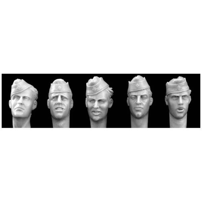 1/35 5 Heads with WWII German Army Sidecaps