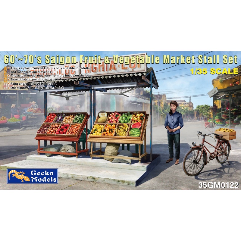 1/35 60' - 70's Saigon Fruit & Vegetable Market Stall Set