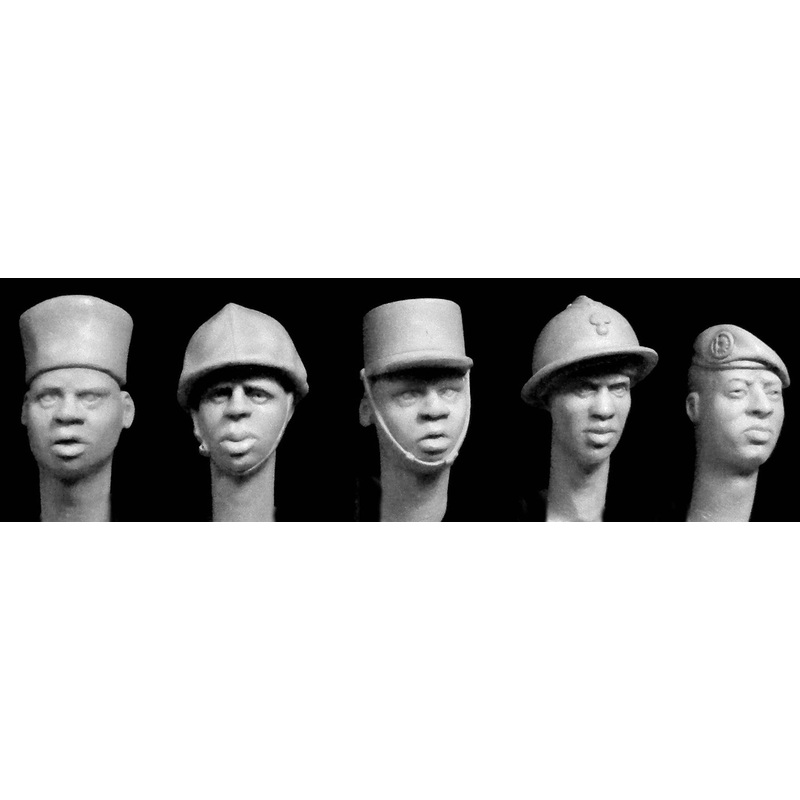 1/35 WW.II French Army African Soldier Head (5 types)