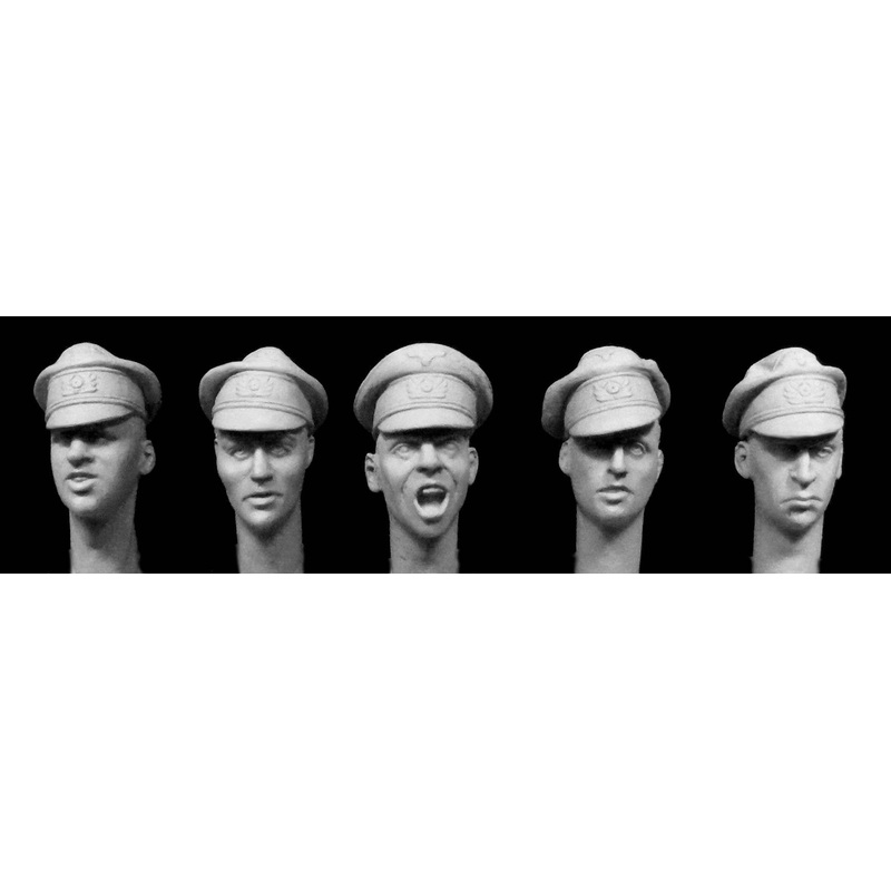 1/35 5 Heads German Army Officer's Crusher Caps, WW2