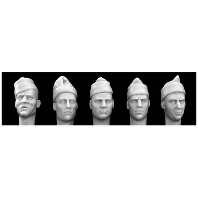 1/35 5 Heads Wearing Commando Style Stocking Caps WWII