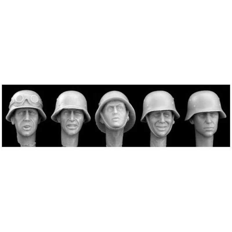 1/35 5 Heads Wearing Plain German Helmets WWII