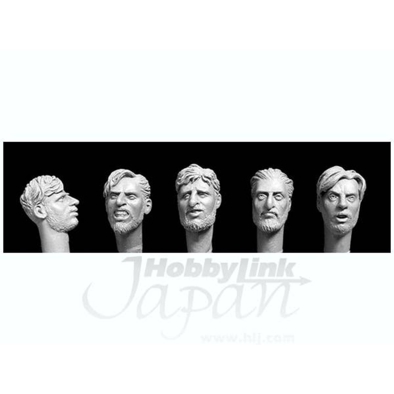 1/35 5 Unkempt Heads w/Beards (eg SAS, Chindits, LRDG, irregulars, partisans)