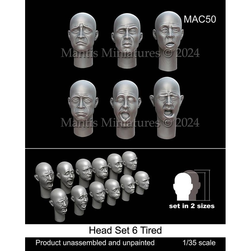 1/35 General Purpose Headset 6 Tired Expression (6 Types, 2 Sizes, 12 Pieces)