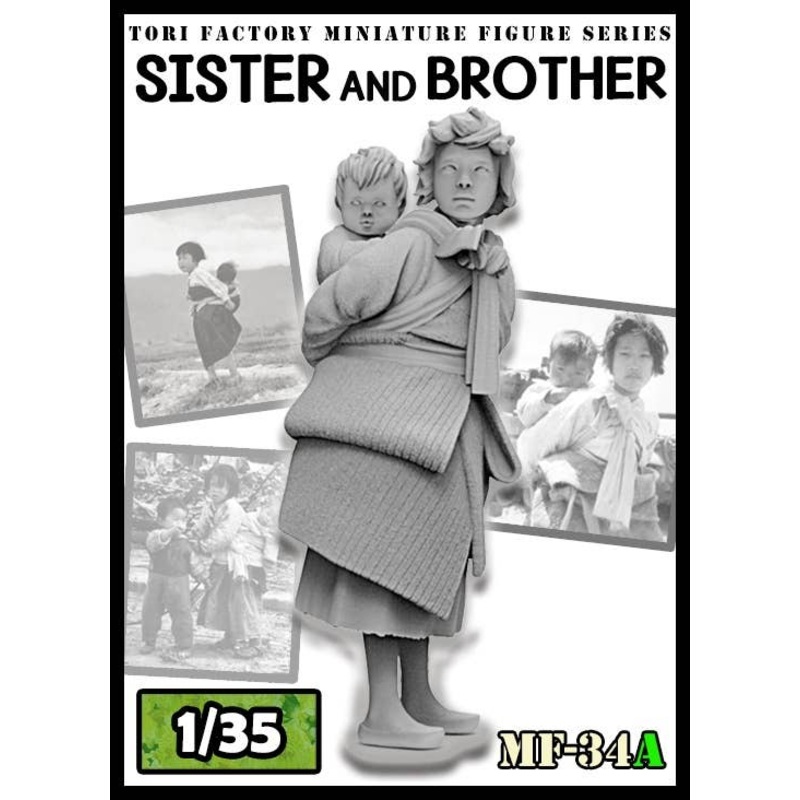 1/35 Korean War Little Sister Carrying Her Younger Brother