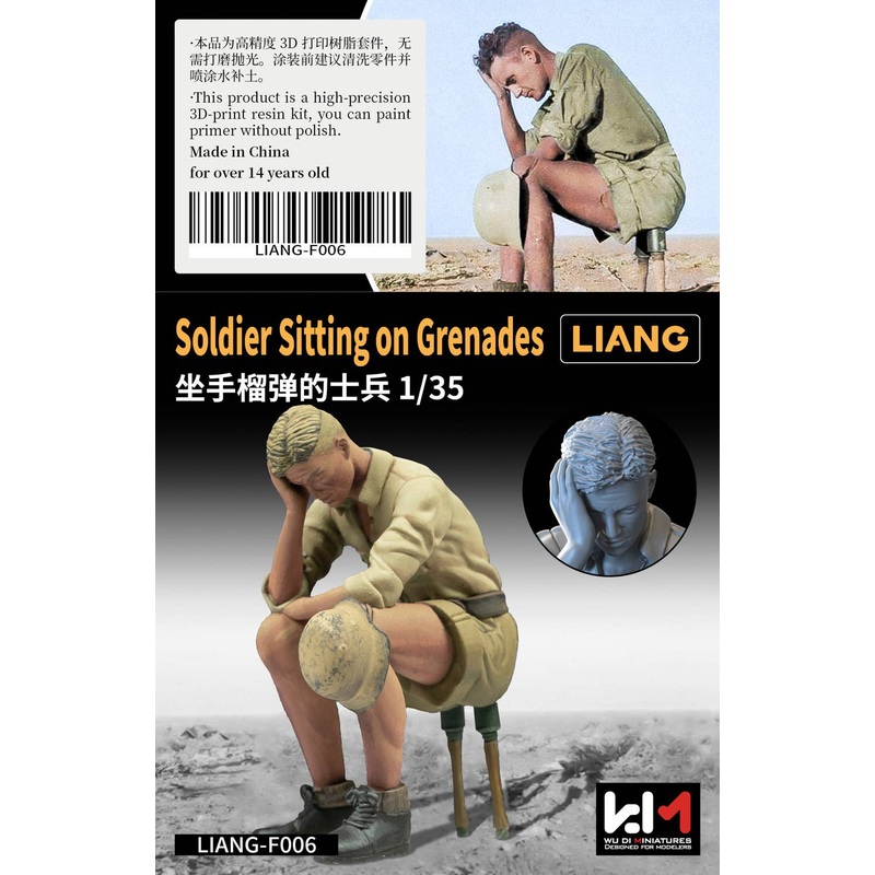 1/35 3D-Print Soldier Sitting on Grenades