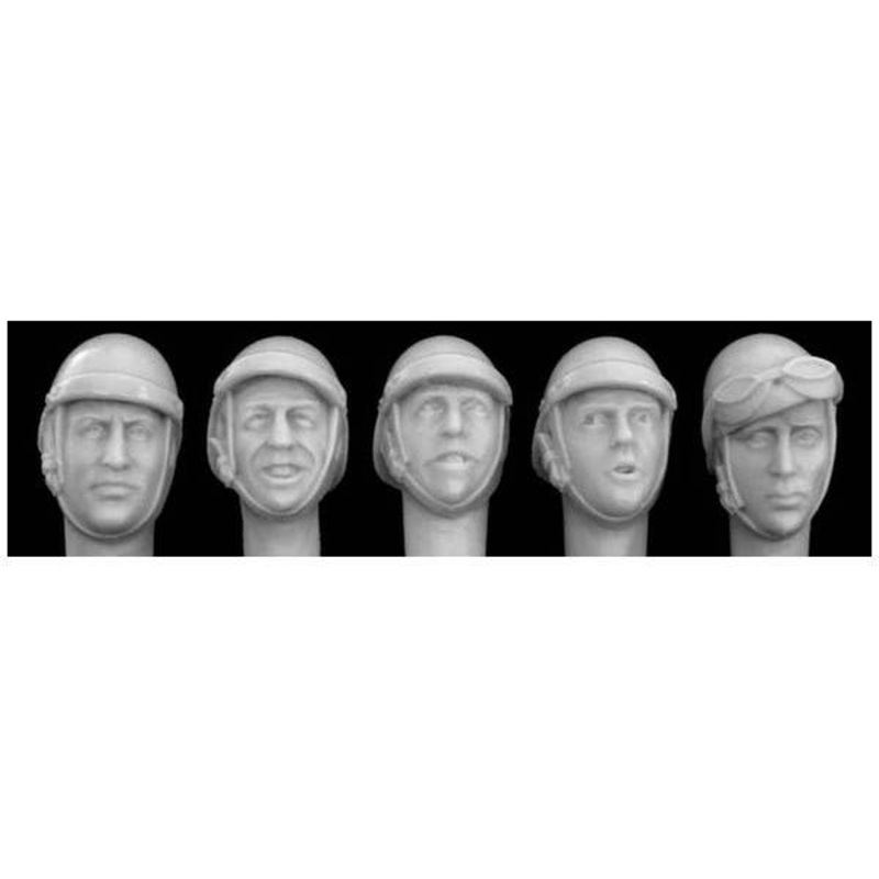 1/35 5 Heads Wearing French WWII Tank Crew Helmets