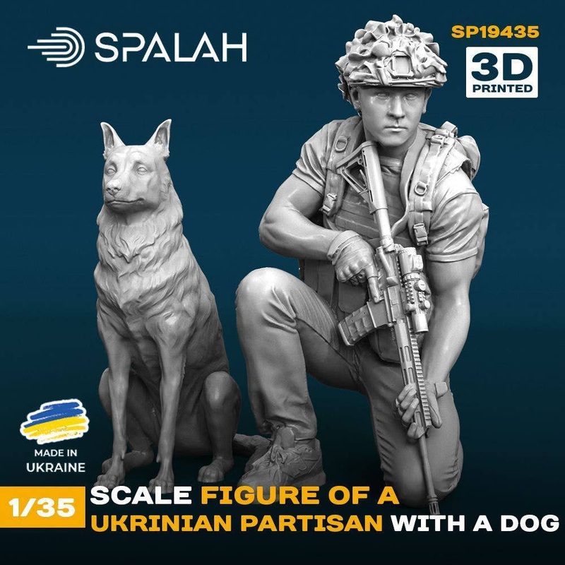 1/35 Figure Ukraininan partisan with a dog