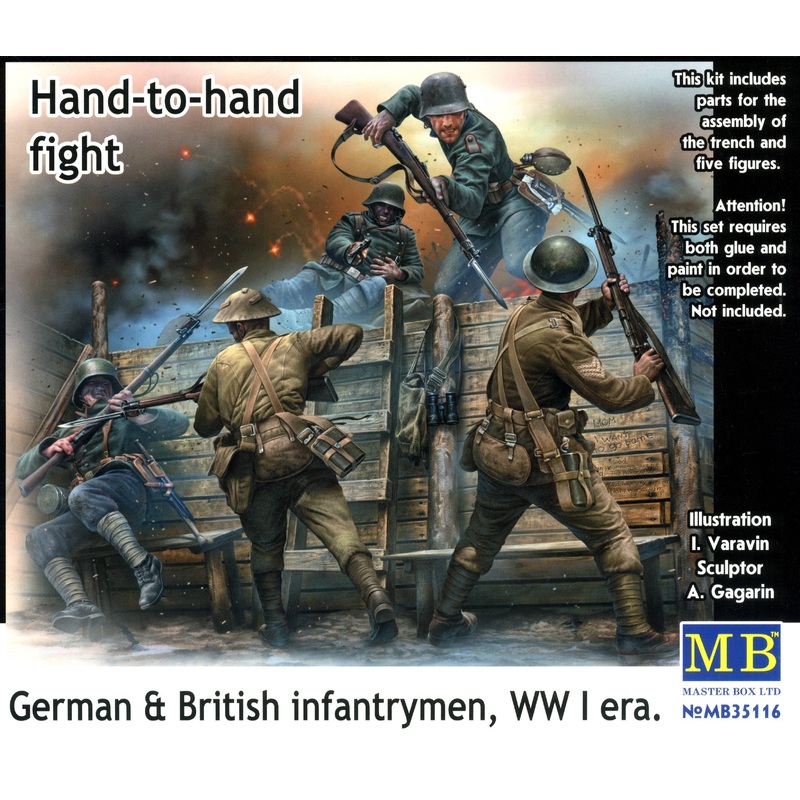 1/35 WWII Hand-to-Hand Fight, German & British Infantrymen