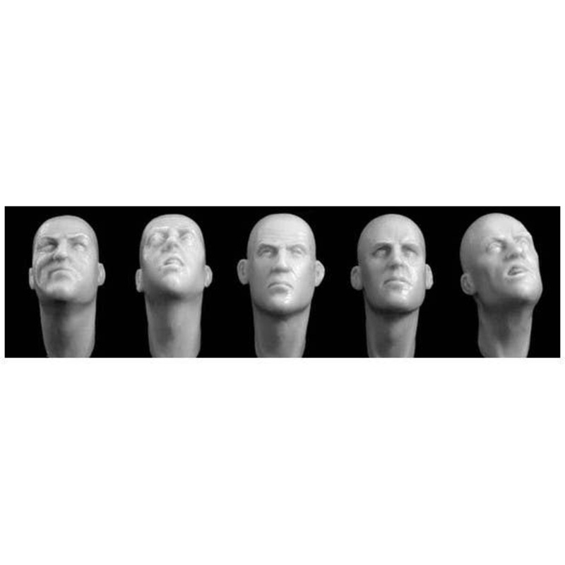1/35 5 Bare Heads Looking up or Stretched Forward