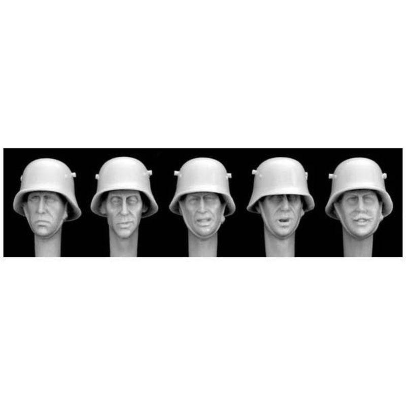 1/35 Heads Wearing M18 German Steel Helmet (WWI to WWII)