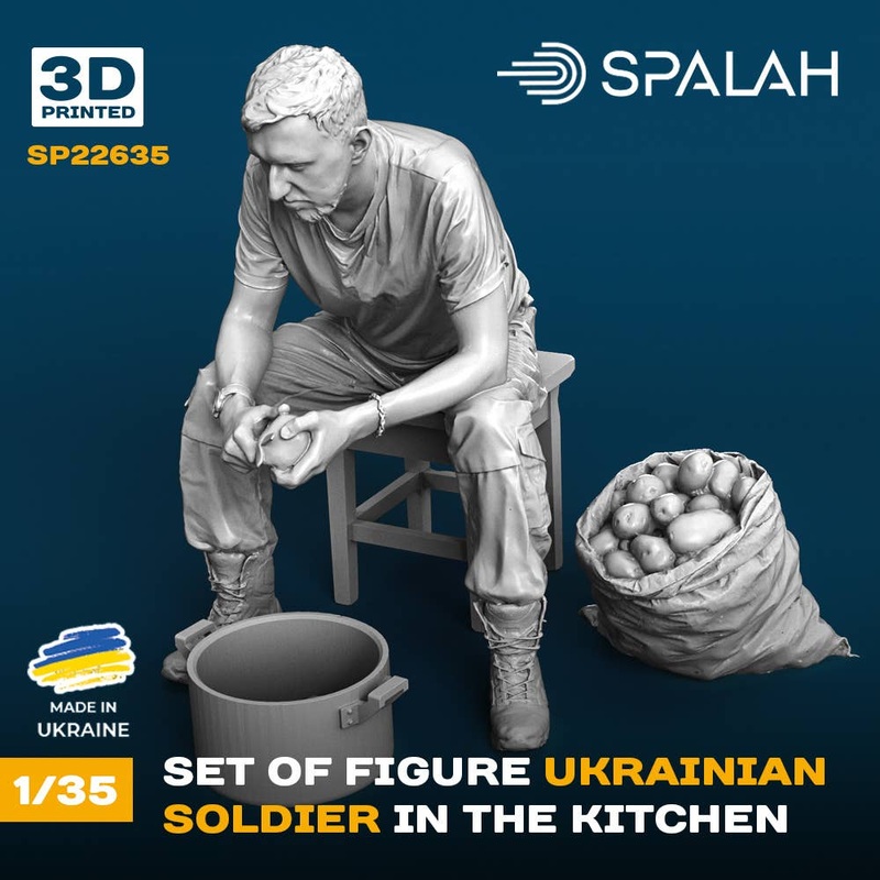 1/35 Set of scale models and figure Ukrainian soldier in the kitchen