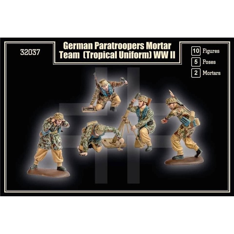 1/32 German Paratroopers Mortar Team (Tropical Uniform) WWII (10 figures)
