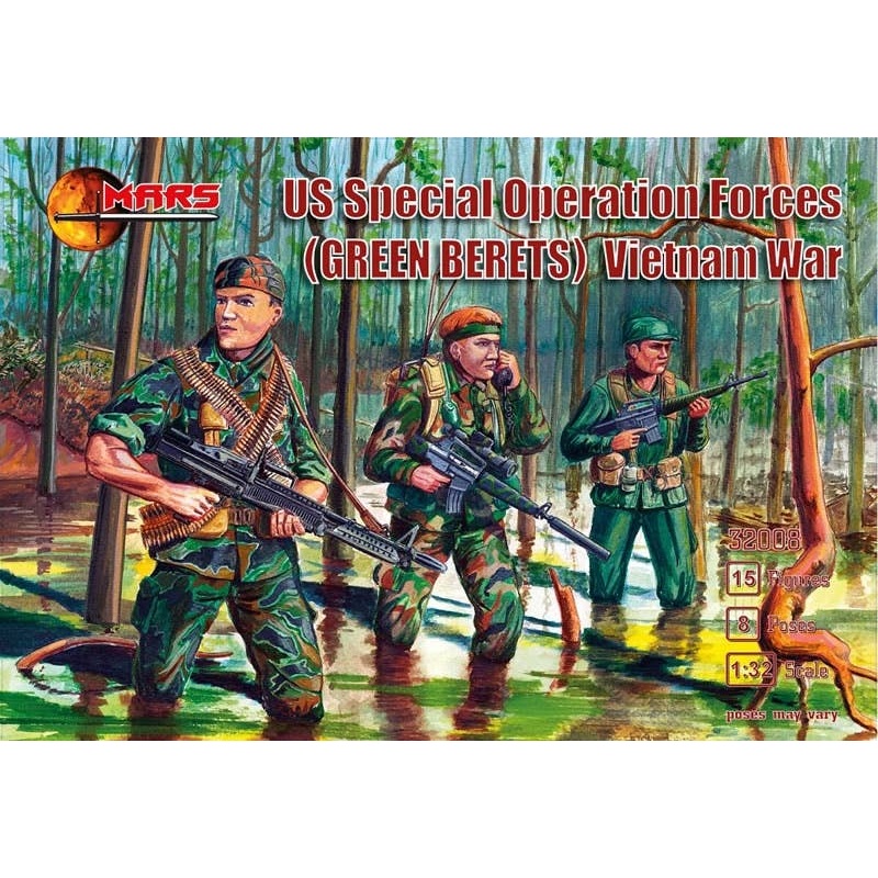 1/32 US Special Operation Forces (Green Berets) Vietnam War 8 Poses 15 Figures
