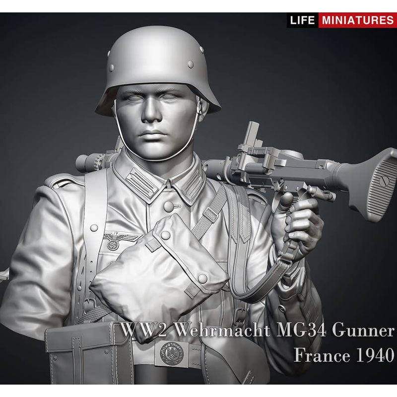 1/10 Bust WWII Wehrmacht MG34 Machine Gunner France 1940