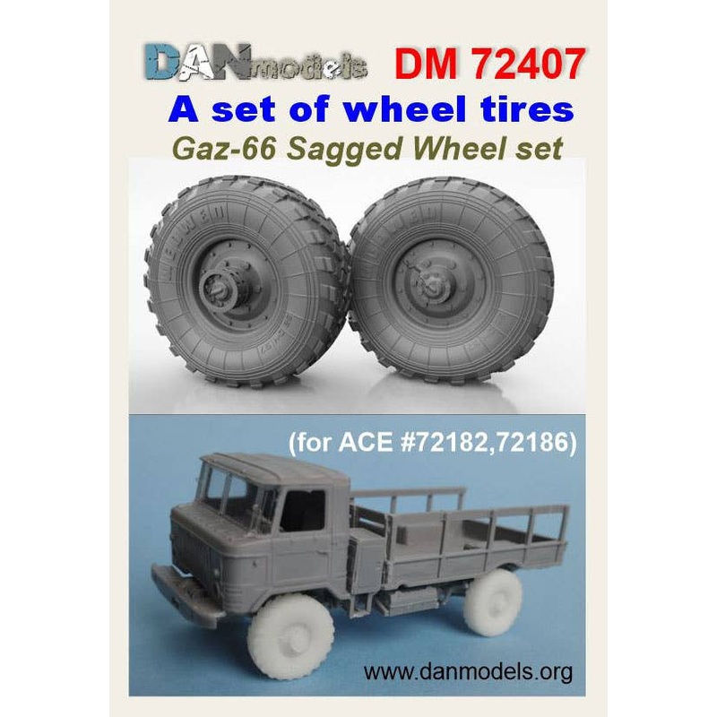 1/72 Wheel tires set (sagged) GAZ-66, for ACE 72182, 72186 kits