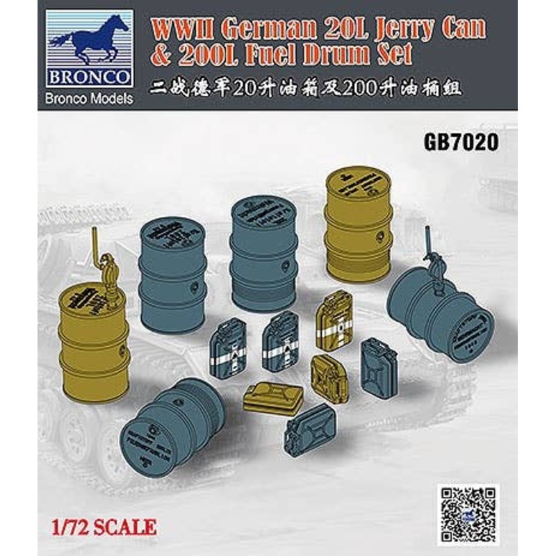 1/72 WWII German 20L Jerry Can & 200L Fuel Drum Set