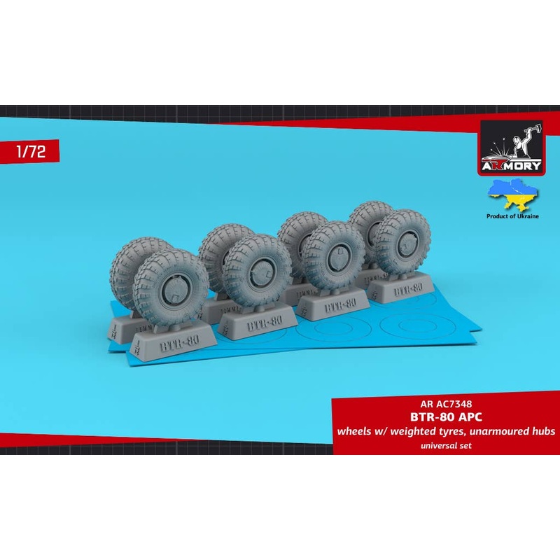 1/72 BTR-80 APC wheels w/ weighted tyres KI-80N