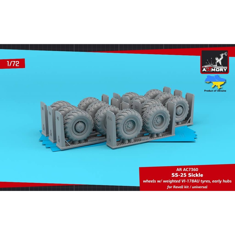 1/72 SS-25 Sickle mobile launcher wheels w/ VI-178AU tyres & early hubs