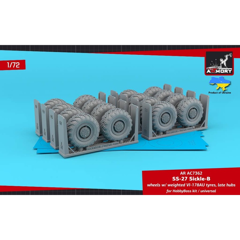 1/72 SS-27 Sickle-B mobile launcher wheels w/ VI-178AU tyres & late hubs