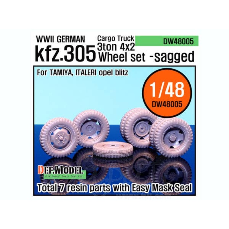 1/48 WW2 German Cargo Truck Kfz.305 Sagged Wheel Set (Tamiya/italeri)