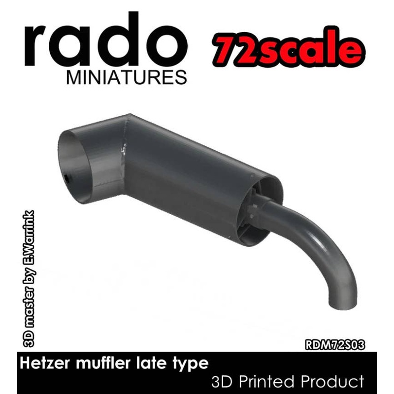 1/72 WWII Germany Late Model Muffler for Hetzer Tank Destroyer (3D printed for Vespid, 1 piece)