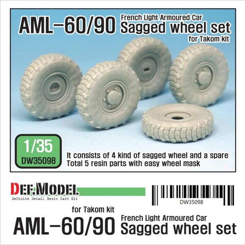 1/35 Franch AML-60/90 Sagged Wheel Set for Takom
