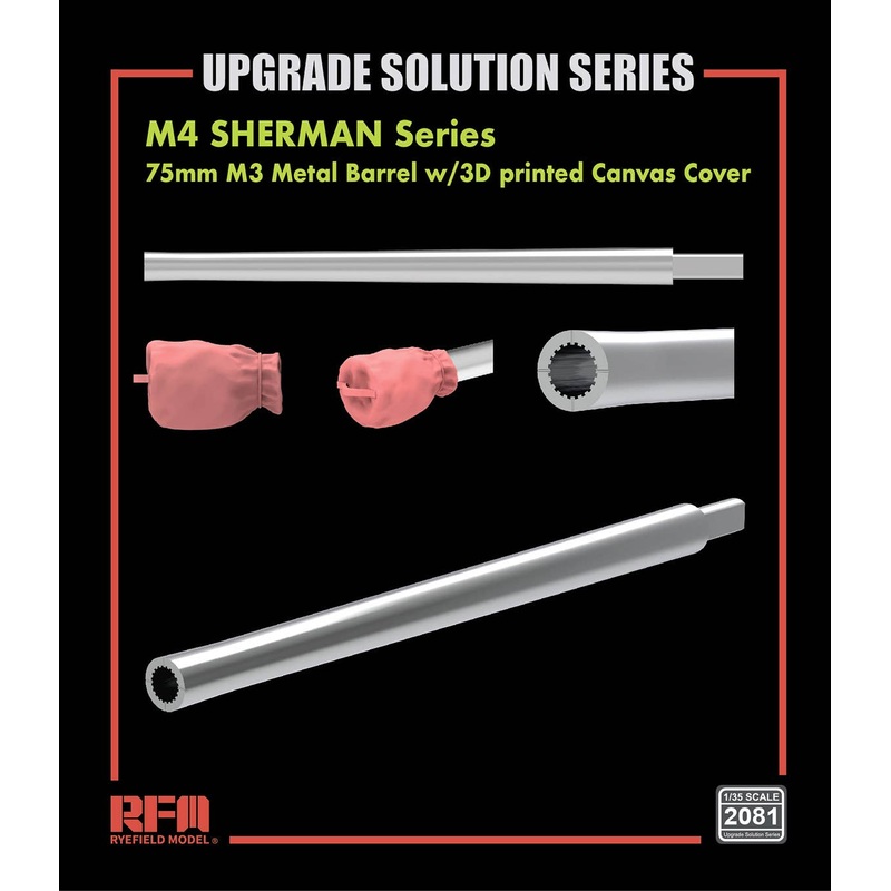 1/35 M4 SHERMAN Series 75mm M3 Metal Barrel w/3D Printed Canvas Cover