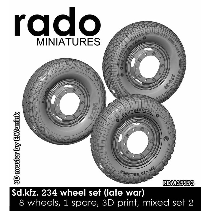 1/35 Sd.kfz.234 wheel set (late war) mixed set (8 wheels, 1 spare)
