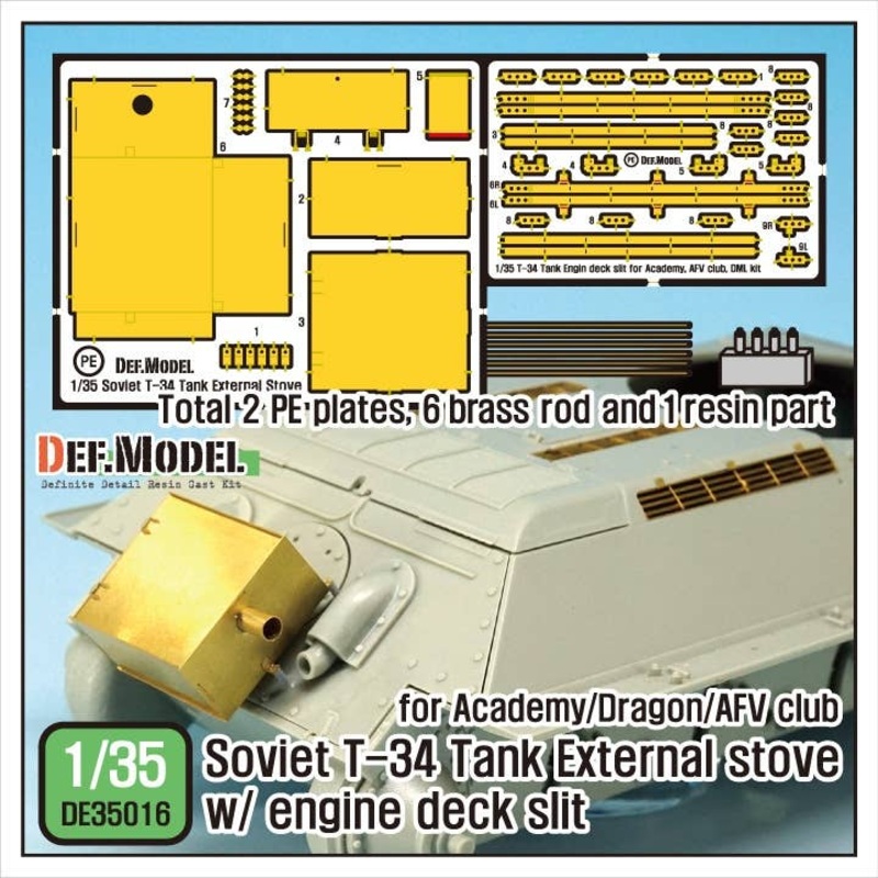 1/35 T-34 External Stove with Engine Deck Slit Detail Up Set (for Academy/Dragon/AFV Club)