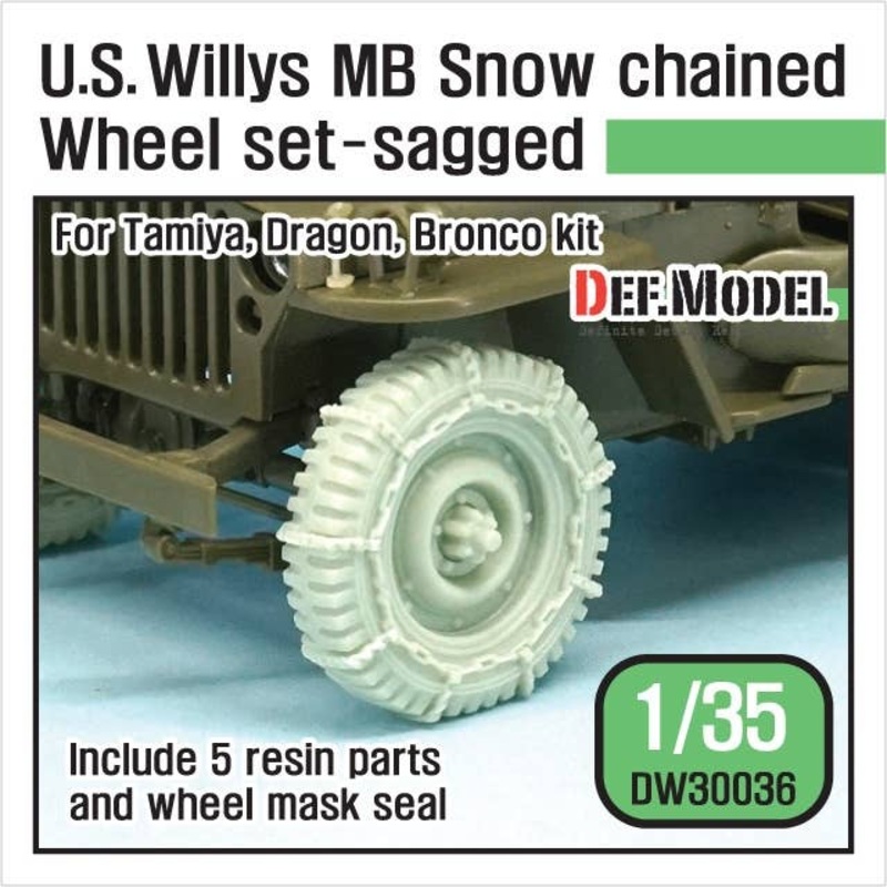 1/35 US Willys MB wheel w/Snow Chain Set (Tamiya,Dragon,Bronco)