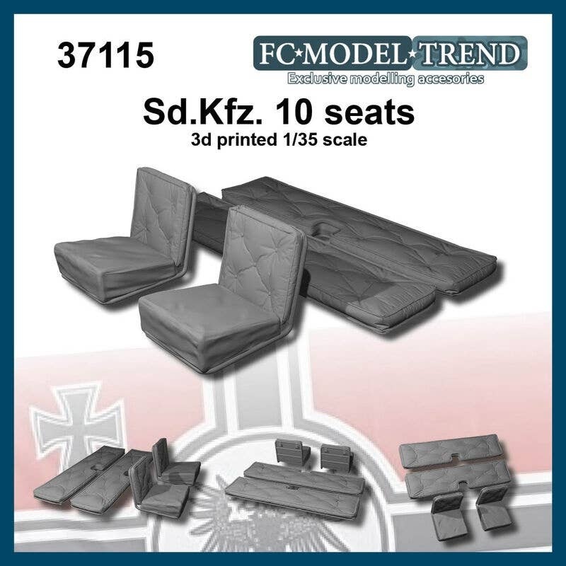 1/35 WWII German Sd.Kfz.10 Demark 1t Half-track Seat (for 1 car)
