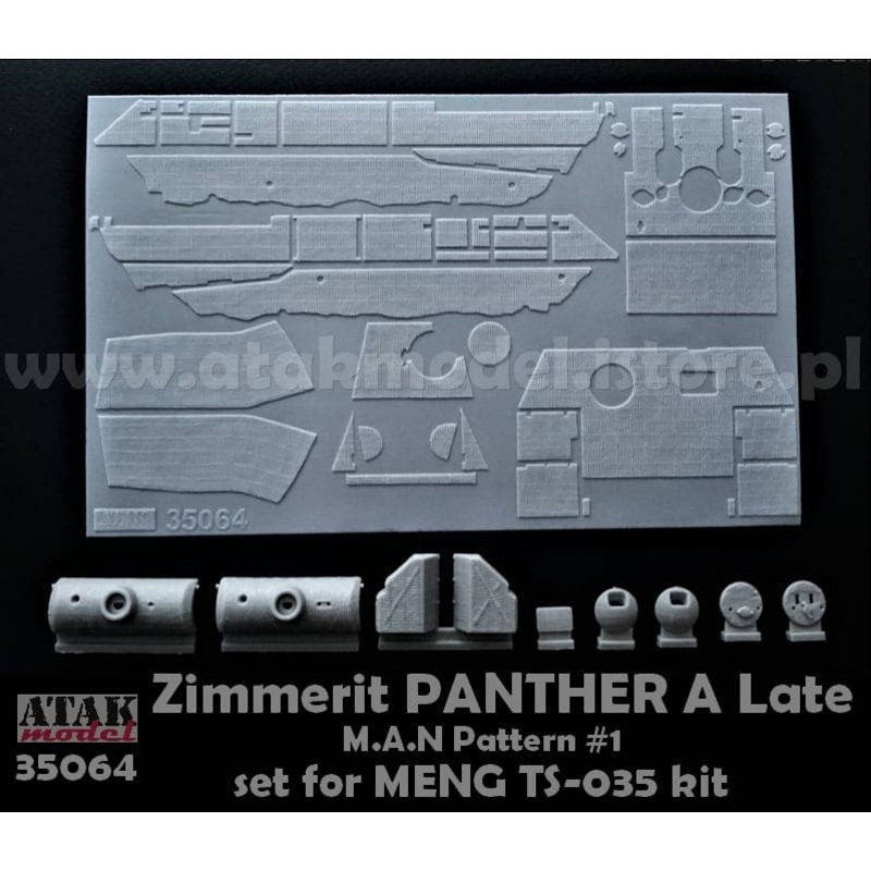 1/35 WWII Germany Panther A Type Late Type MAN Zimmerit Set #1 (Meng Model TS-035)