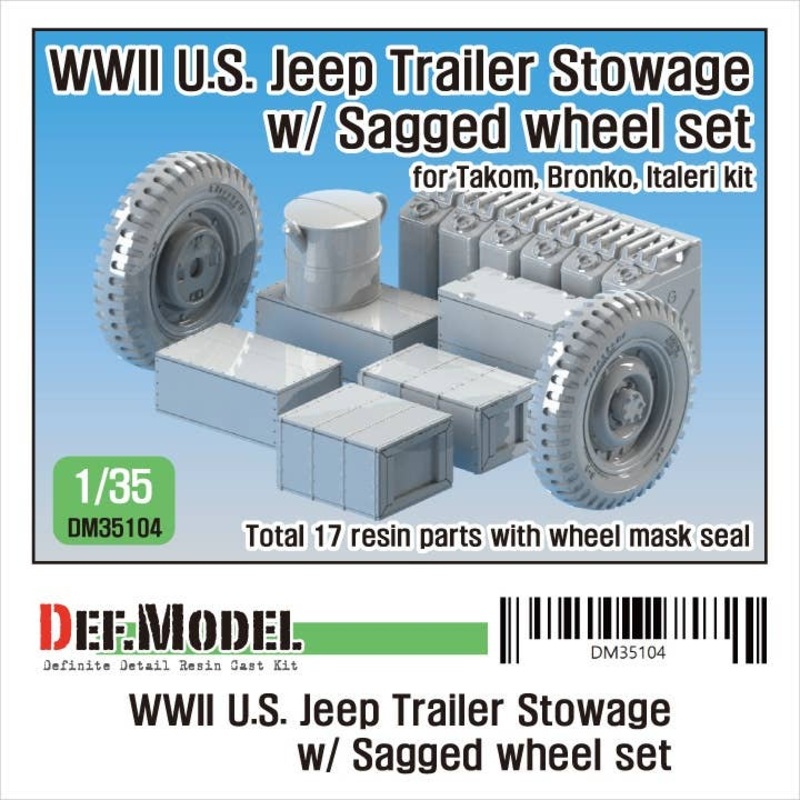 1/35 WWII U.S. Willys Trailer Stowage w/Sagged Wheel Set (for Takom/Bronco Models)