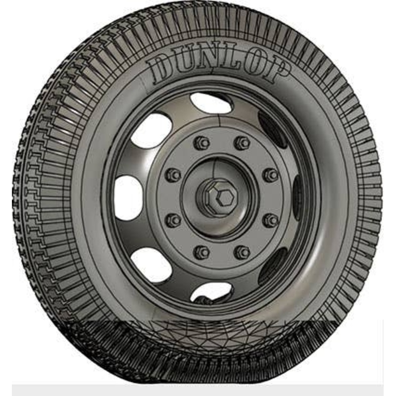 1/35 3t 4x2 Truck Late Model Wheel Set (Self-Weight Deformable Tire) For Company D, Keyhole Tread (For 1 Car Including Spare)